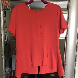 BCBG MAXAZRIA PEPLUM SCARLET TOP